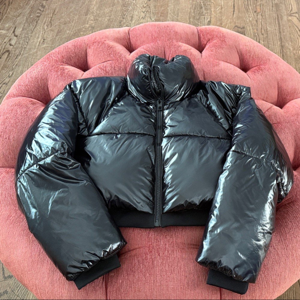 Blank NYC Glossy Black Kids Puffer Jacket